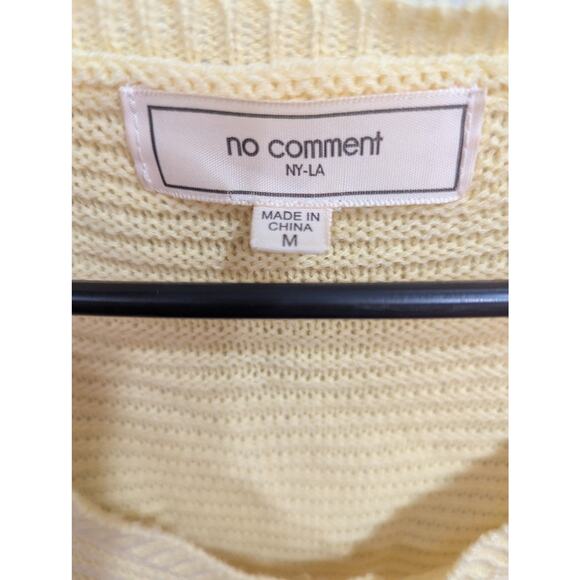 Bright & cheery yellow pink & white juniors sweater by No Comment size Med - Picture 3 of 11